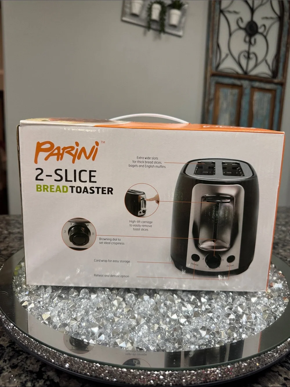 Parini 2-Slice Bread Toaster in Black NEW